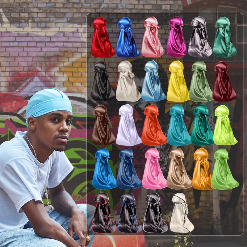 ForceWave Silky Durag for Men Wave Cap Satin Dorag for