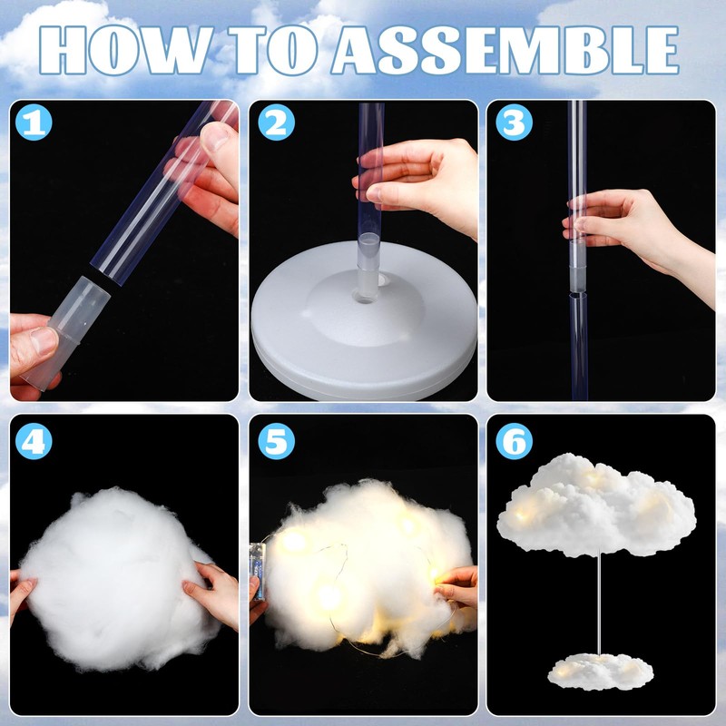 6 Set Artificial 3D Cloud LED Light Decor Baby Shower