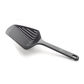 Joseph Joseph Scoop Plus Colander, Spoon Drainer/Strainer, Scoop, Drain and Serve, heat resistant up to 200°C (392°F), Dishwasher safe, Large, Black