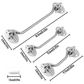 AUSYIWI Hook and Eye Latch 2 Pack 4inch Hook Locks for Doors, Latch Hook Door Latch Cabin Hook for Patio Window Cabinet Wooden Gates Shed-Metallic