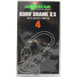 Korda Kurv Shank XX Haken Karpfenhaken (10 Stück), Angelhaken zum Karpfenangeln, Haken zum Karpfenfischen, Haken für Karpfen, Größe:4