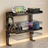 Expandable Clamp on Desk Shelf, Desktop Organizer with Headphone Holder
