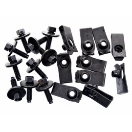 Retro-Motive Body Bolts & U-nut Clips for Ford Truck- M6-1.0 x 22mm- 8mm Hex- Qty 10 Bolts/10 Clips (1911/1925) #1867