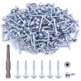 Hilitchi M4 Alloy Steel Zinc Pocket Hole Screws Weather Resistant Square Drive Screw Wood Screws with Square Drive (1 Inch Coarse Thread-280PCS)