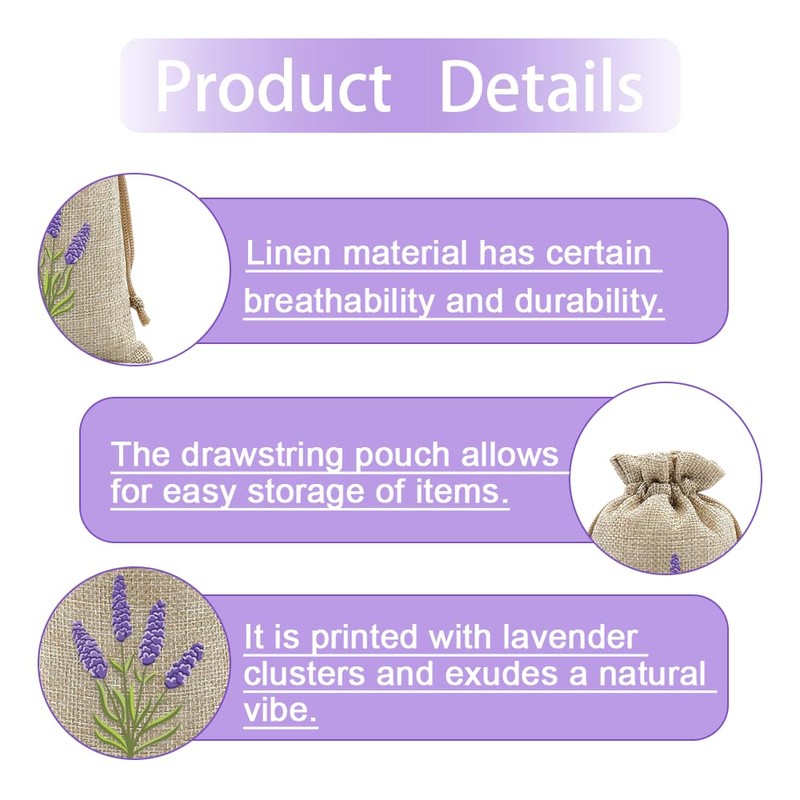 Lavender Bags Empty 10 Pack - Natural Drawstring Sachets for