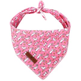 lionet paws Easter Bunny Carrot Dog Bandana for Small Medium Large Dogs, Cat Dog Kerchief Triangle Bibs Scarf for Girl Boy