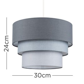 MiniSun Round Modern 3 Tier Fabric Ceiling Pendant Lamp Light Shade in Dark Grey