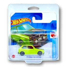 Hot Wheels '73 Honda Civic Custom (Lime Green & Black) 8/10 HW J-Imports 2023-117/250 (Short Card) *** COMES IN A KLAS CAR KEEPER PROTECTIVE COLLECTORS CASE *** HKG40