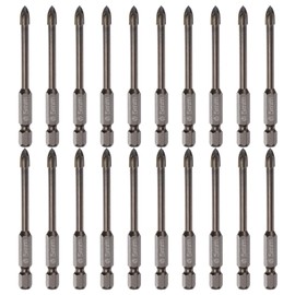 HARFINGTON 20pcs Titanium Masonry Drill Bit, 5mm Concrete Drill Bits Ceramic Tile Drill Bit with 1/4" Hex Shank 74mm Length for Ceramic Tile Marble Mirror Glass Concrete Brick Plastic Wood