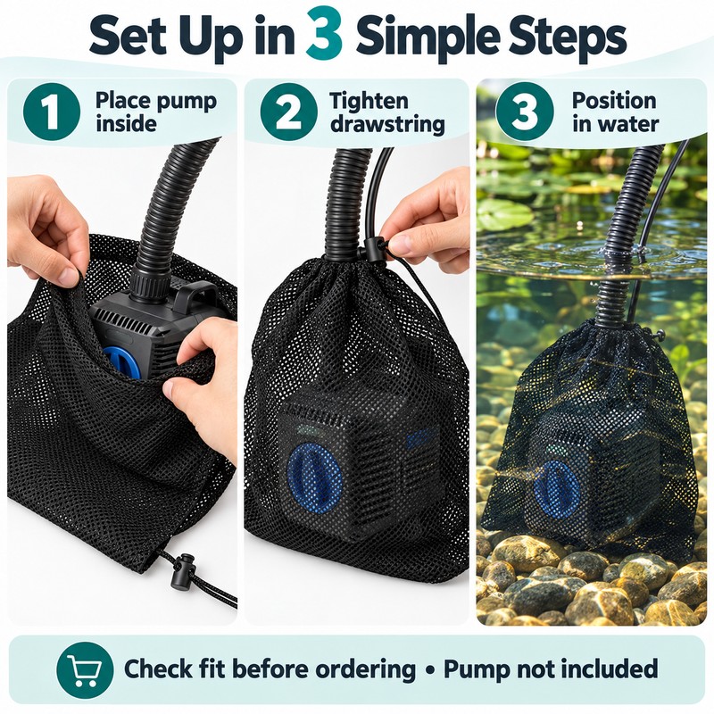 Pond Pump Filter Mesh Bag for Debris Protection – Reusable