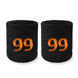 Couver Women Black Number 99 Sports/Athletic Terry Cloth Sweat Wristband, 1 Pair