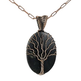 Copperie Tree Of Life Lab Created Gemstone Pendant Necklace (Shungite)