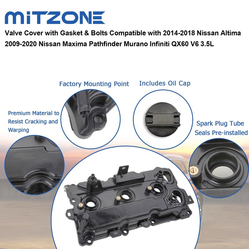MITZOEN Valve Cover Set with Gasket & Bolts Compatible with
