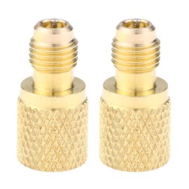 Mtsooning 2 Pcs R134A Brass Adapter Fitting, 1/4" Male to 1/2" Freon Refrigerant Tank Adapter with Valve Core Replacement for AC Refrigerant System Vacuum Pump Port Connection