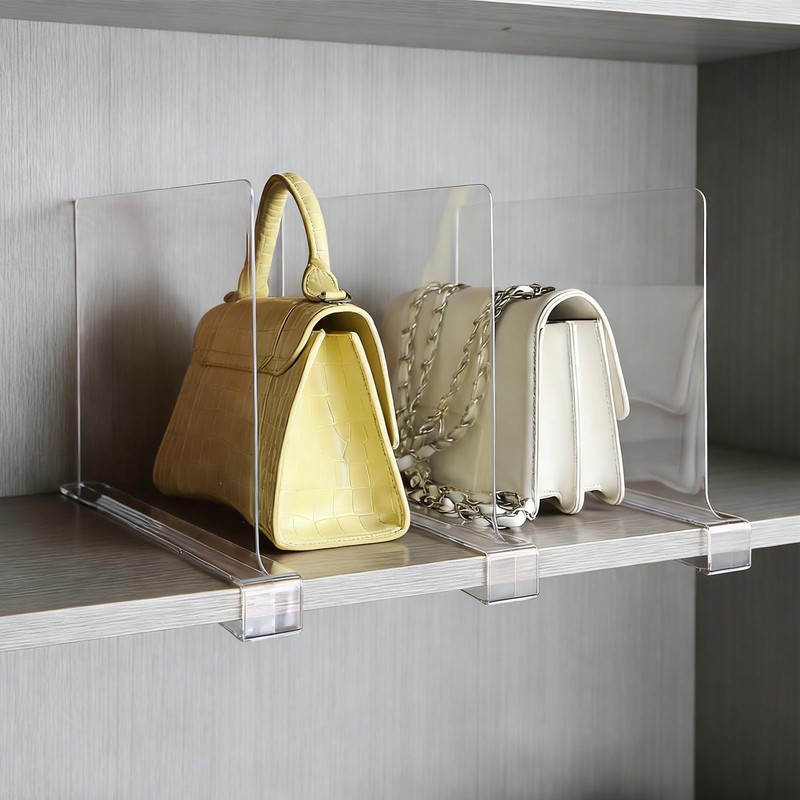 6 Pack Shelf Divider for Closet Acrylic, Clear Purse Organizer