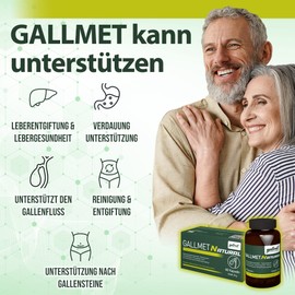 GALLMET Natural 60 x Ox Bile 125 mg bile salt naturally supports liver digestive problems fat digestion support after gallstones - ox gall capsules 125 mg per capsule - made in the EU