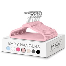 BAGAIL 50 Pack Kids Velvet Hangers 11 Inches Children's Clothes Hangers Non-Slip Baby Hangers for Infant/Toddler (Blush Pink)