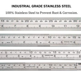 Classic Ruler 12 Inch Stainless Steel Ruler Straight Edge Metal Rulers for Measuring Tool 6 Pack Set