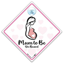 Mum To Be Sign, Bump On Board Sign, Pregnant Lady Sign, Expectant Mother Sign, Pregnancy Car Sign, Baby on Board Sign, Baby in Car Sign 14 cm x 14cm x 2cm