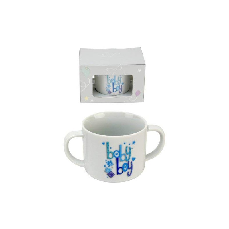 Baby Boy 2 handled Blue fine china drinking cup by