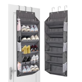 Miracsnail Over the Door Shoe Rack Organizer Hanging Fits 12 Pairs Shoes with 6 Mesh Pockets 6 Deep Large Pockets 50lbs Weight Capacity Behind the Door Storage Organizers for Closet Narrow Door 1 Pack
