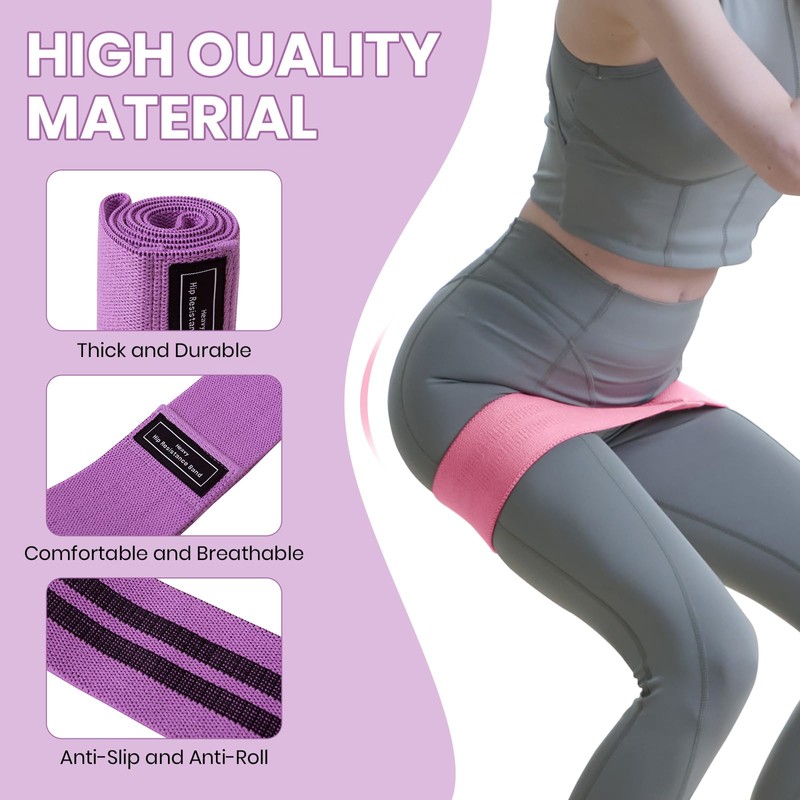 Good Nite Resistance Bands 3 Level Booty Bands Fabric Glute