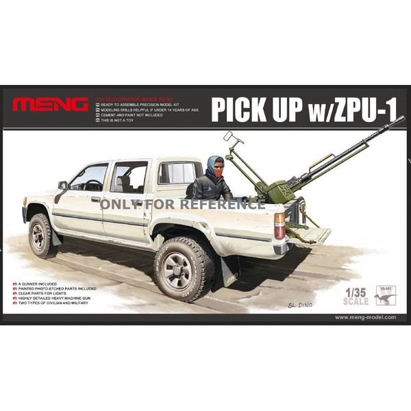 Meng Models 1/35 Dual Cab Toyota Hi-Lux Pickup Truck with ZPU1 Gun