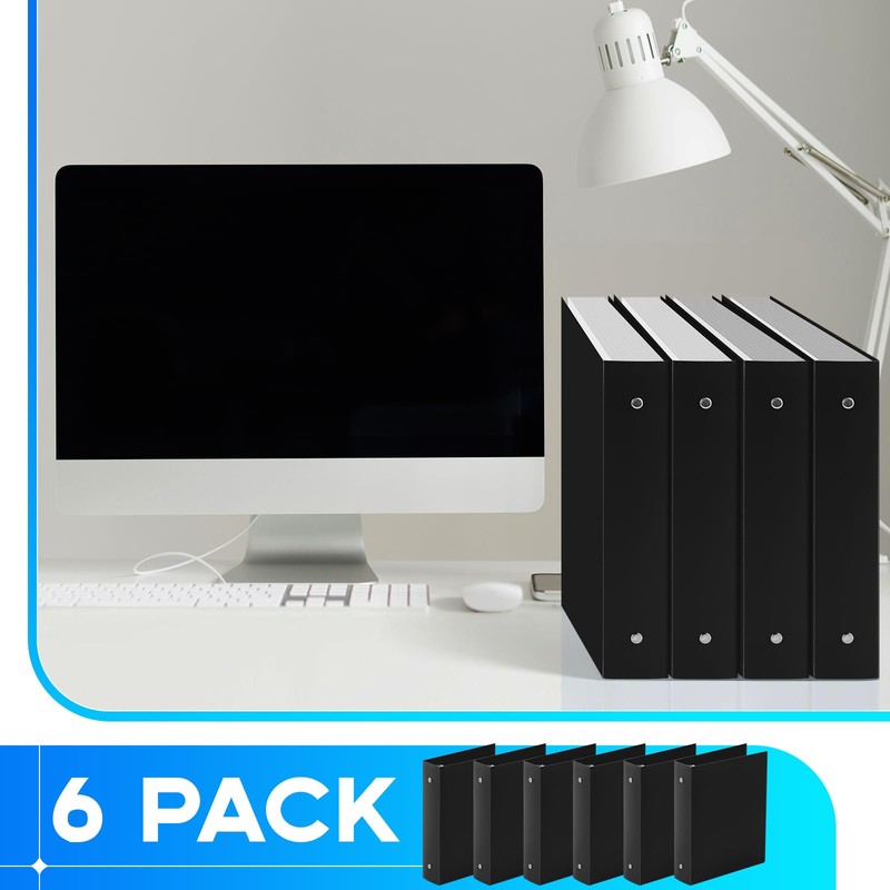 Henoyso 6 Pcs Mini 3 Ring Binders Plastic 2'' Binder,
