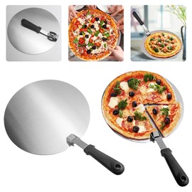 Pizza Peel Metal Steel Round Spatula Paddle Peel 10 Inch with Folding Handle, for Grill Oven Baking Homemade Pizza Bread