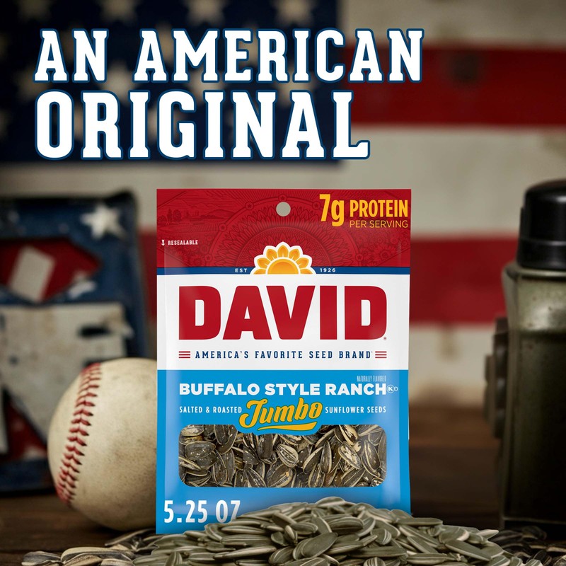 DAVID Seeds Roasted and Salted Spicy Queso Jumbo Sunflower Seeds,