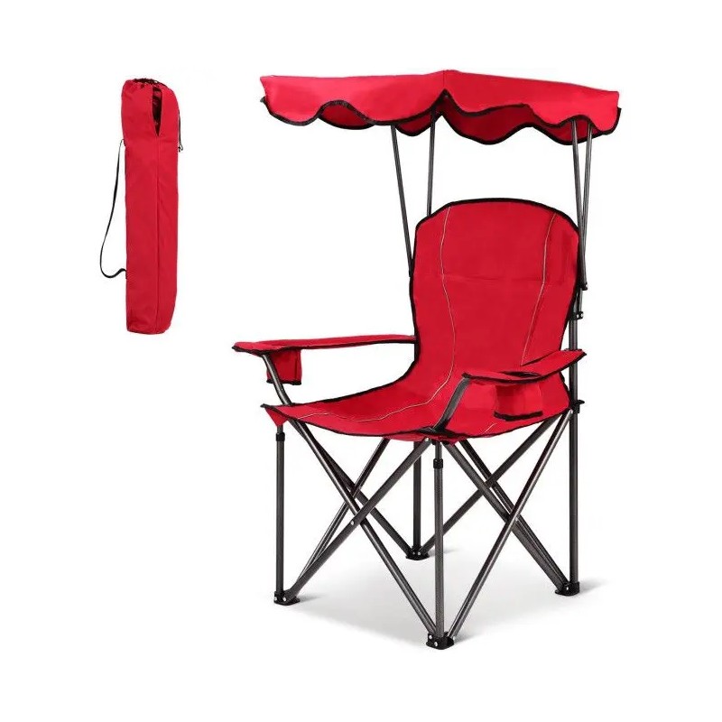 Portable Folding Beach Canopy Chair with Cup Holders for Beach