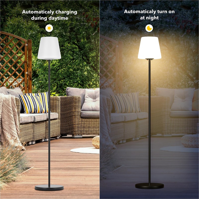 Outdoor Floor Lamp, 100% Solar Powered Floor Lamp for Patio