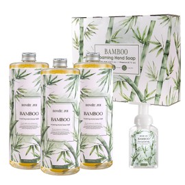 ROMIIE ZOI Foaming Hand Soap Refill Gift Set – 3 Pack (1000ML Each) with Dispenser – Bamboo Scent – Gentle & Moisturizing Plant-Based Formula – Bulk Refill Bottles for Bathroom & Kitchen Use
