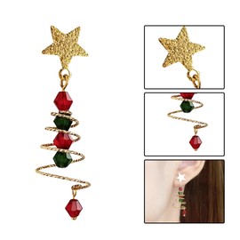 Miaija Christmas Tree Star Earrings Colorful Bead Xmas Cute Statement Drop Earrings Fashion Holiday Jewelry Dainty Gifts for Women