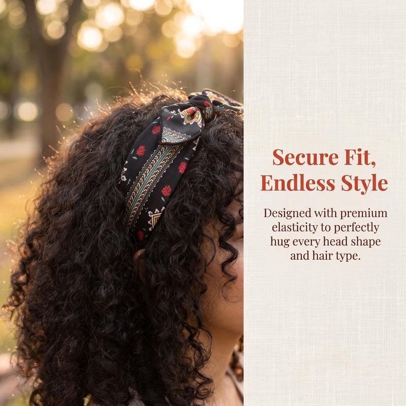 Rovelin 3 Pcs Headbands for Women's Hair Boho Wide Knotted