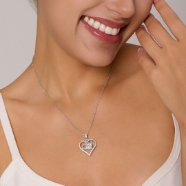 OOBEE Love Heart Moissanite Necklaces for Women, 925 Sterling Silver Heart Pendant 2 Carat Moissanite Diamond with Rose Gold/White Gold, Ideal Birthday Anniversary Christmas Gift for Wife Her