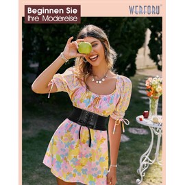 WERFORU Women Wide Elastic Lace Up Belt, Tied Costume Corset Waist Belt for Women, A-Black