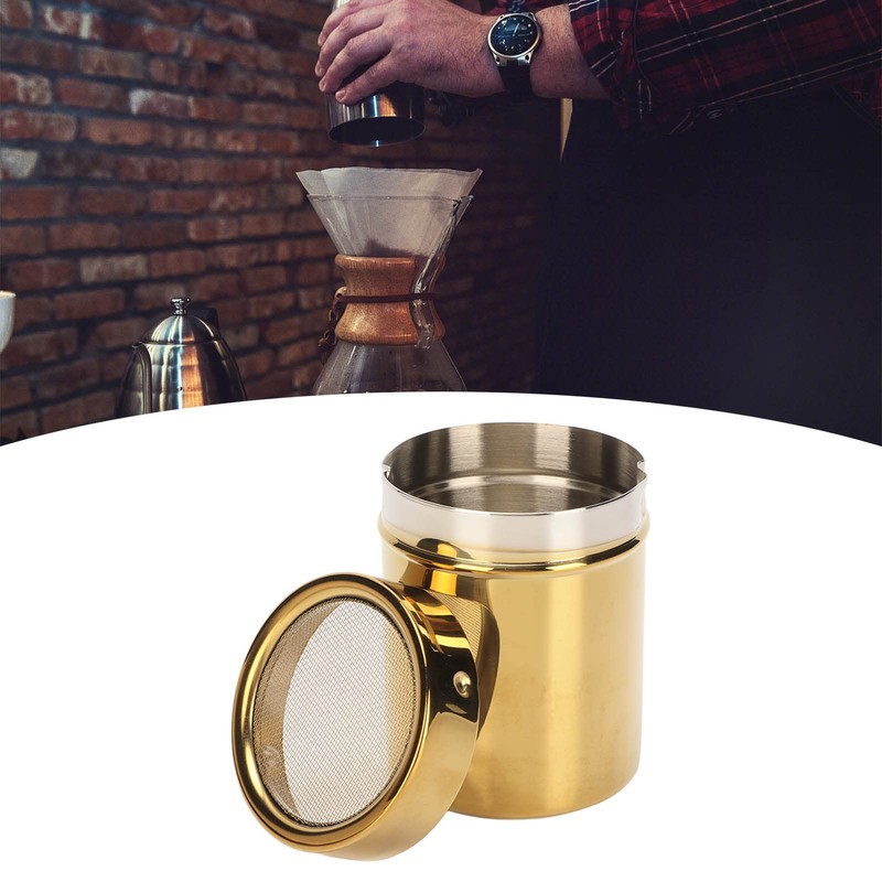 Powder Shaker Stainless Steel Rust Resistance Gold Fine Mesh Powder