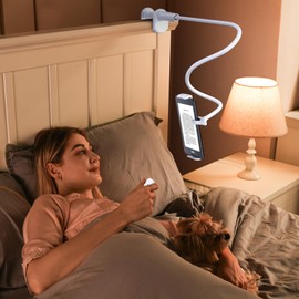 Gooseneck Tablet Holder with Page Turner for Kindle Reading in Bed: Adjustable Desk Bedside Lazy Arm Stand for Kindle Accessories | Reading Enthusiast Gifts