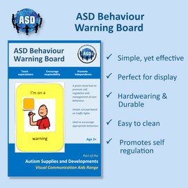 Visual Behaviour Warning Board – Traffic light Behaviour Symbol Card board compatible with PECS Symbols and Boardmaker PCS (for non verbal, ADHD, ASD, Autism, Kids, Children, Toddlers) (English)