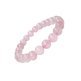 Seetara Rose Quartz Crystal Stretchable Bracelet Natural Gemstone with 8mm Round Bead Protection, Spiritual Healing, Positive Energy - Elastic Adjustable Crystal Bracelet for Men & Women (Unisex)