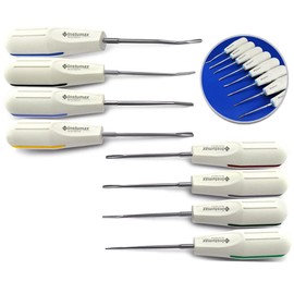 Elevadores dentales luxantes: herramientas de extracción dental atraumáticas con mangos codificados por colores y puntas de acero inoxidable: instrumentos quirúrgicos para dentistas y veterin