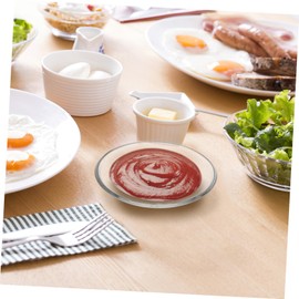 Ciieeo 4pcs Round Glass Plates Tea Coffee Saucers Decorative Snack Storage Dishes Easy to Clean for Home Office