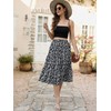 Lyrur Black Skirts for Women High Elastic Waist Ruffle Floral