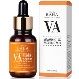 Cos De BAHA Suero Facial Vitamina C 15% 30ml – Con Arbutina, Ácido Hialurónico y Vitamina B5, Ilumina y Reduce Manchas Oscuras