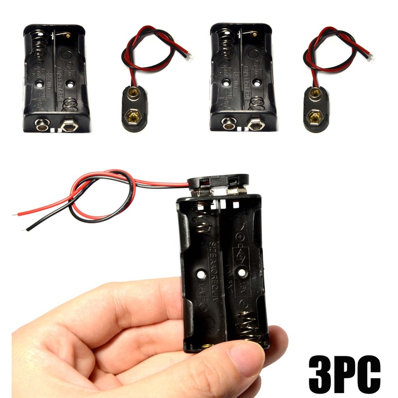 LAMPVPATH 3 Pcs 2 x 1.5V (3V) AA Battery Holder