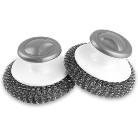 Stainless Steel Scrubber with Handle Steel Wool Scrubber Tool for Cleaning Dishes Scrubbing Scouring Brush Pad Durable Ideal for Kitchen and Household Uncoated Cookware Pots Pans Sink