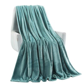TASTHROW Large Flannel Fleece Throw Blanket, 50×70 Inch - Cozy Lightweight Thick Blanket - All Seasons Suitable for Women, Men and Kids (Bluishgreen)