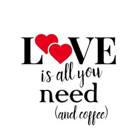 Love is All You Need and Coffee Red Hearts NOK Decal Vinyl Sticker |Cars Trucks Vans Walls Laptop|Black|5.6 x 5.4 in|NOK882