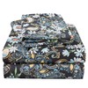 JSD Black Paisley Floral Printed Sheet Set King Size, 4